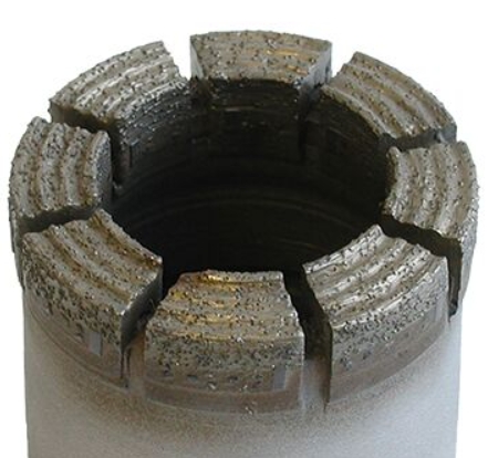 Diamond core drill ideal wear